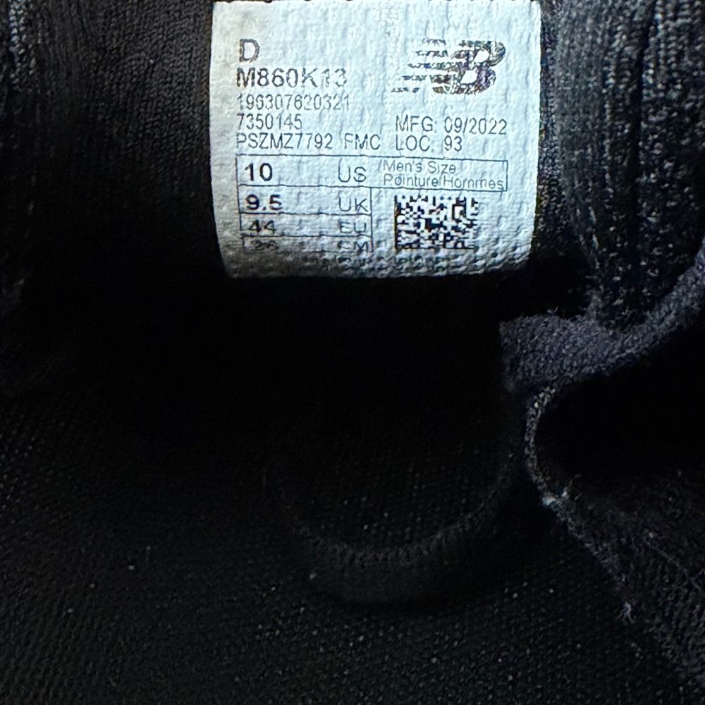 New Balance Fresh Foam X 860v13 Mens Running Shoes Black Grey M860K13 Size 10 C+ - Picture 10 of 12